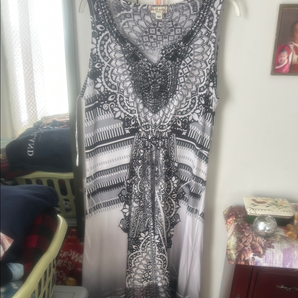 Asymmetrical Black and White Dress